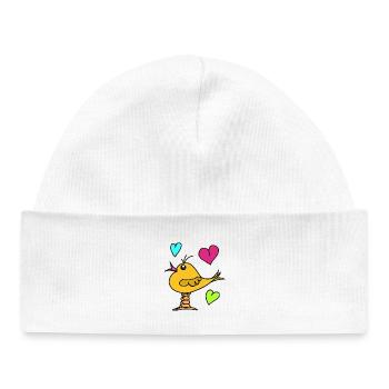 Bird Heart Comic Birds Funny - Baby Organic Beanie - white - Front