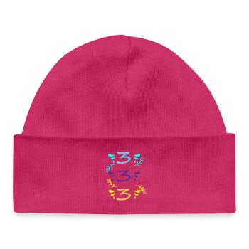 three or Three hundred and thirty-three - Baby Organic Beanie - white - Front