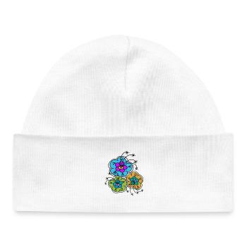 Bouquet de Gribouillis Colorés Rétro - Bonnet bébé bio - blanc - Devant