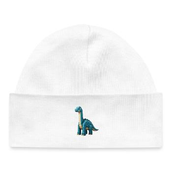 Pixel Brontosaurus - Baby Organic Mütze - Weiß - Vorne