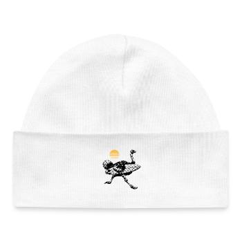Ostrich with surfboard - Baby Organic Beanie - white - Front