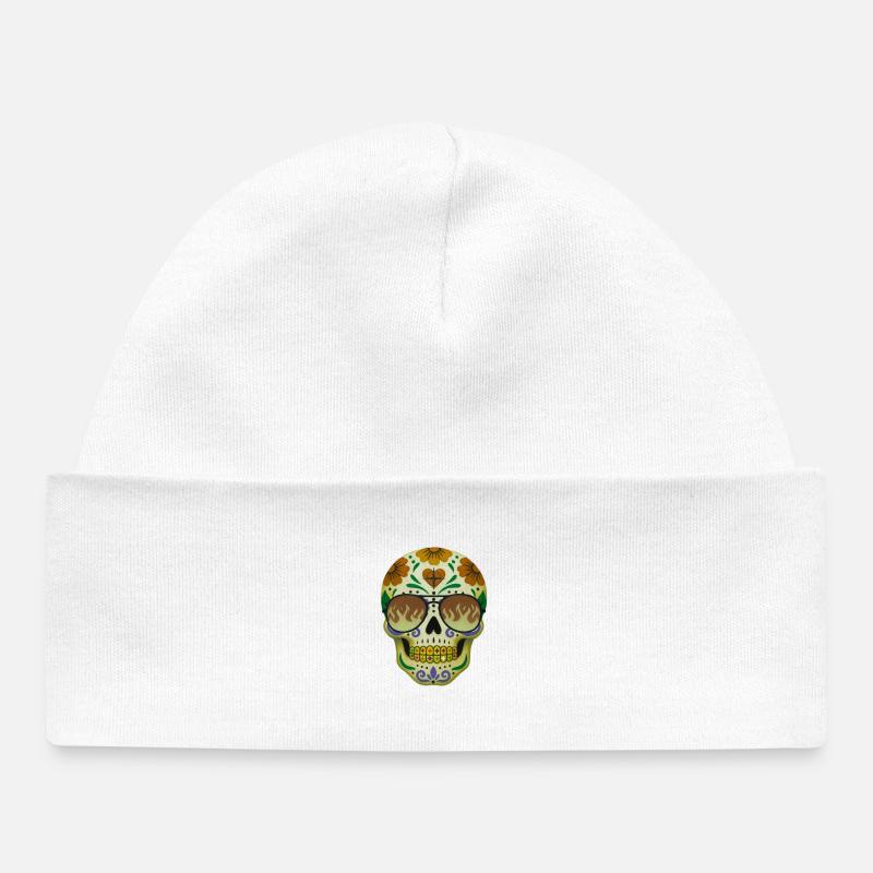 Un design de t-shirt en forme de crâne cool. - Bonnet bébé bio - blanc