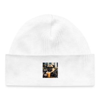 Pug Coffee Break Funny Realistic Dog Lovers - Baby Organic Beanie - white - Front
