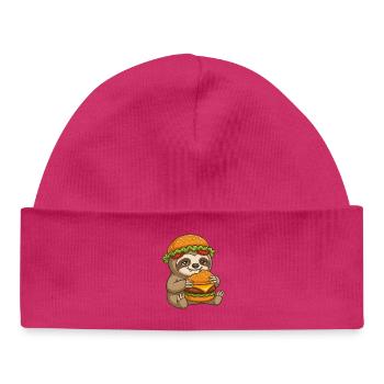 Dessin animé Paresseux avec Burger - Bonnet bébé bio - blanc - Devant
