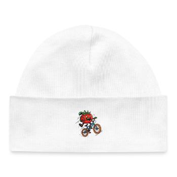 Funny Tomato on the BMX Bike Trick - Baby Organic Beanie - white - Front