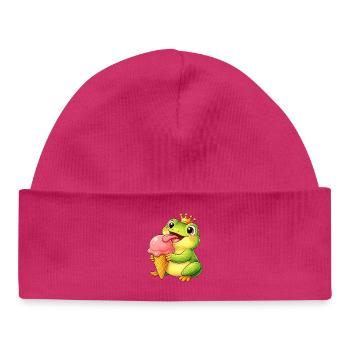 Mignon roi grenouille avec de la glace - Bonnet bébé bio - blanc - Devant