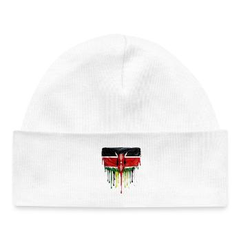 Kenya Flagge in Tropfenkunst - Baby Organic Mütze - Weiß - Vorne