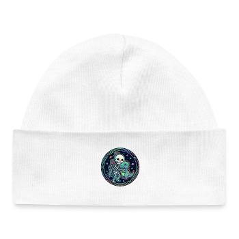 Cosmic Skeleton and Dino Motif - Baby Organic Beanie - white - Front