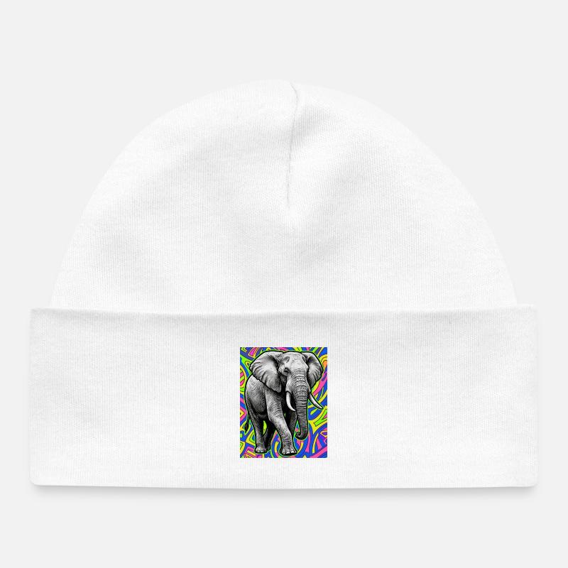 éléphant - Bonnet bébé bio - blanc
