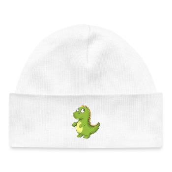 Dino Vert Joyeux - Bonnet bébé bio - blanc - Devant