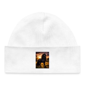Evening Light Black Horse - Baby Organic Beanie - white - Front