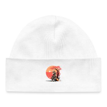 Samurai Fox at Sunset - Baby Organic Beanie - white - Front