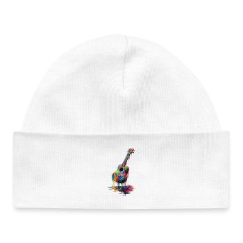 Ukulele with dripping paint - Baby Organic Beanie - white - Front