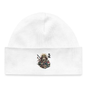 Lion Samurai Armor Warrior - Baby Organic Beanie - white - Front