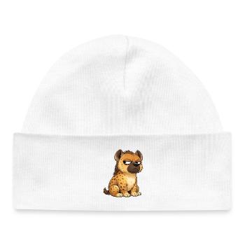 Cute skeptical hyena cartoon funny whimsical - Baby Organic Beanie - white - Front