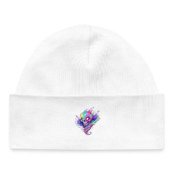 Bourdonnement de couleur crâne néon - Bonnet bébé bio - blanc - Devant