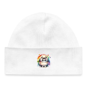 Don du Lapin Bélier Nain - Bonnet bébé bio - blanc - Devant