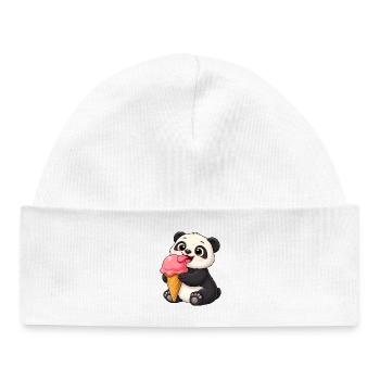 Süßer Panda Eiscreme Tier Kunst Kinder Sommer Kawa - Baby Organic Beanie - white - Front