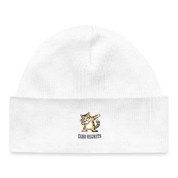 Zero Regrets Funny Cat Sarcasm Design - Baby Organic Beanie - white - Front