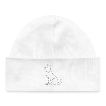 Art de ligne de chien Design minimaliste d’animaux de compagnie - Bonnet bébé bio - blanc - Devant