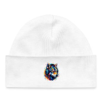 Art Fox avec casque néon - Bonnet bébé bio - blanc - Devant