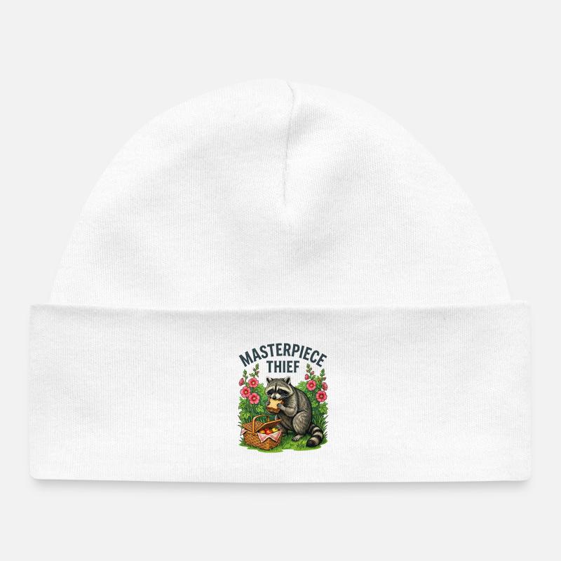 Voleur pique-de ratons laveurs - Bonnet bébé bio - blanc