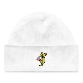Muffin Bear Teddy Bear Cake Child - Baby Organic Beanie - white - Front