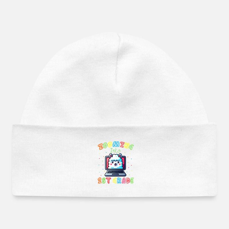 Lama Arc-en-Ciel sur Écran - Bonnet bébé bio - blanc