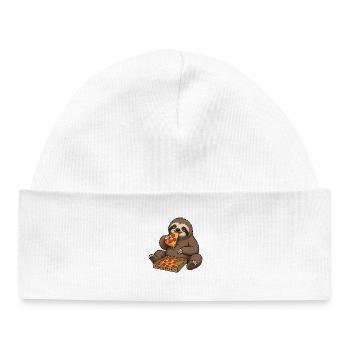 Le plaisir de la vie de Pizza Sloth - Bonnet bébé bio - blanc - Devant