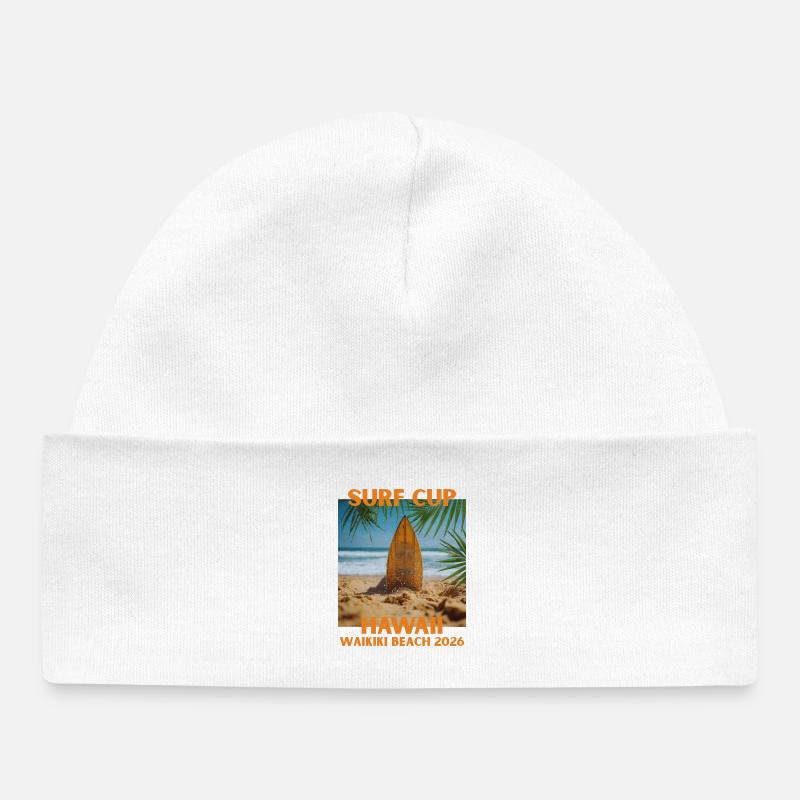Hawaii Waikiki Surf Cup 2026 - Bonnet bébé bio - blanc