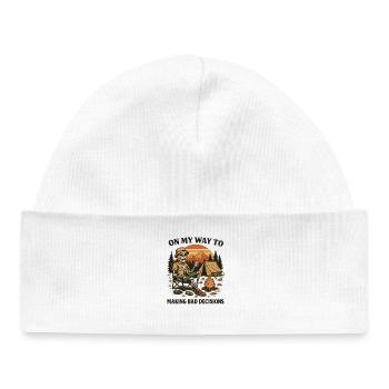 Camping Humor On My Way To Making Bad Decisions - Baby Organic Beanie - white - Front