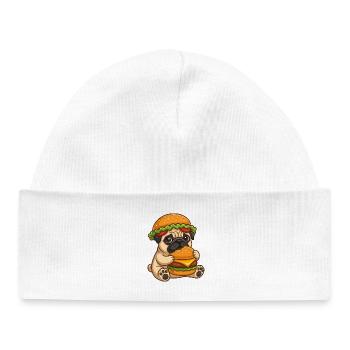 Propriétaire de dessin animé carlin mignon, burger de restauration rapide - Bonnet bébé bio - blanc - Devant
