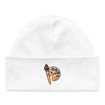 Painter Brush and Paint Palette - Baby Organic Beanie - white - Front