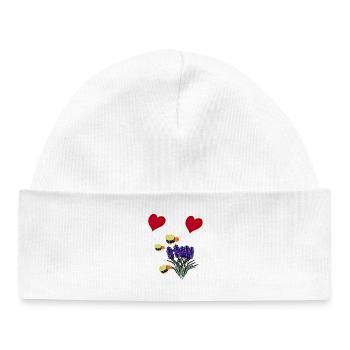 Heart Blossoms Jardin Abeilles - Bonnet bébé bio - blanc - Devant