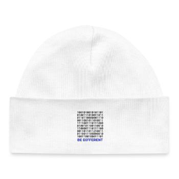Be Different: Binary Pattern with Message - Baby Organic Beanie - white - Front