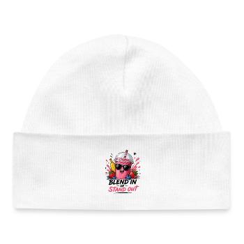 Blend In Or Stand Out Cool Smoothie Saying With - Baby Organic Beanie - white - Front