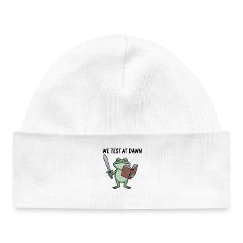 Dawn Quest Frog Sword & Book - Baby Organic Beanie - white - Front