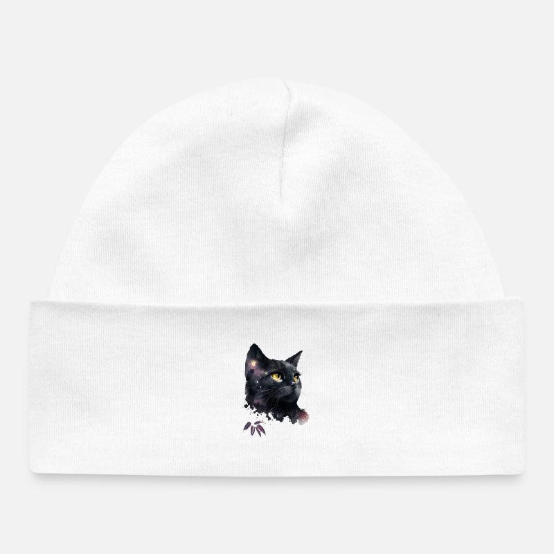 Chat galactique dans la nuit - Bonnet bébé bio - blanc