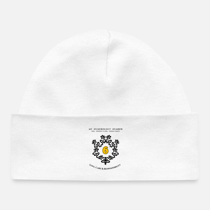 Numéro 6 Symbole d’amour, de soin et de responsabilité - Bonnet bébé bio - blanc