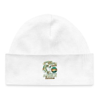 Lustiger Angler Spruch Hecht Fischlein Beisse - Baby Organic Mütze - Weiß - Vorne