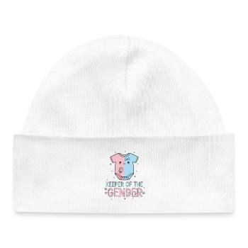 Révélation de sexe : Gardien de la baby shower de genre - Bonnet bébé bio - blanc - Devant