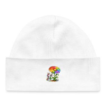 Regenbogen-Sonnenblume und Einhorn-Gärtner - Baby Organic Mütze - Weiß - Vorne