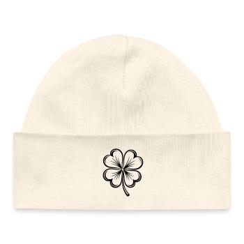 Trèfle à quatre feuilles  - Bonnet bébé bio - blanc - Devant