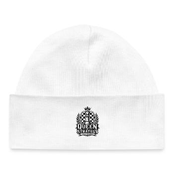 Queen of Strategy Chess Motif - Baby Organic Beanie - white - Front