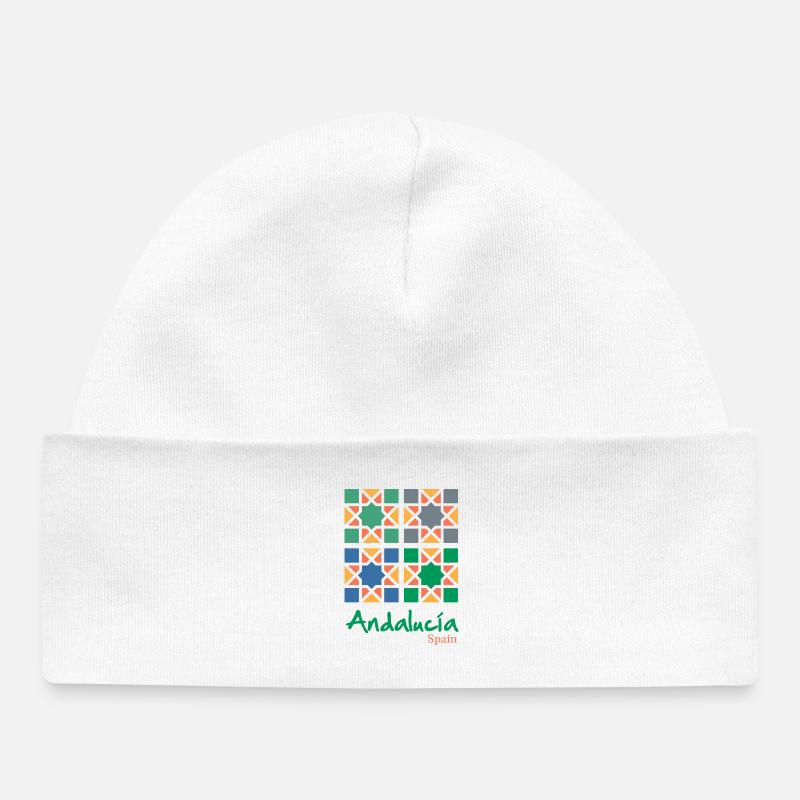Andalusian Tiles 4 - Bonnet bébé bio - blanc