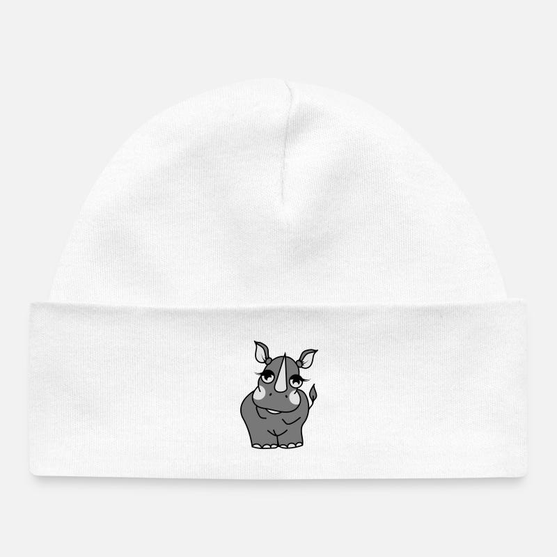 Le rhinocéros - Bonnet bébé bio - blanc
