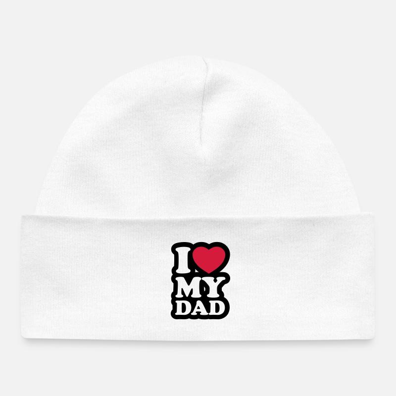 I love my dad - J'aime mon papa - Bonnet bébé bio - blanc