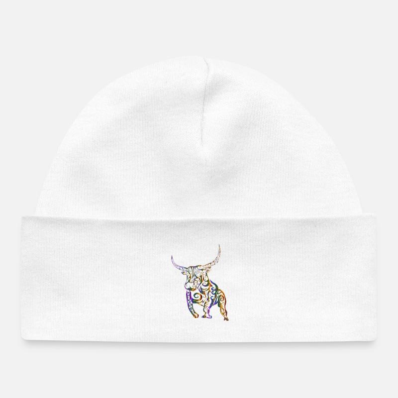 Taureau - Bonnet bébé bio - blanc