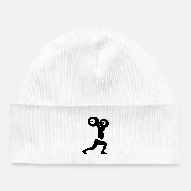weightlifter - Baby Organic Beanie - white