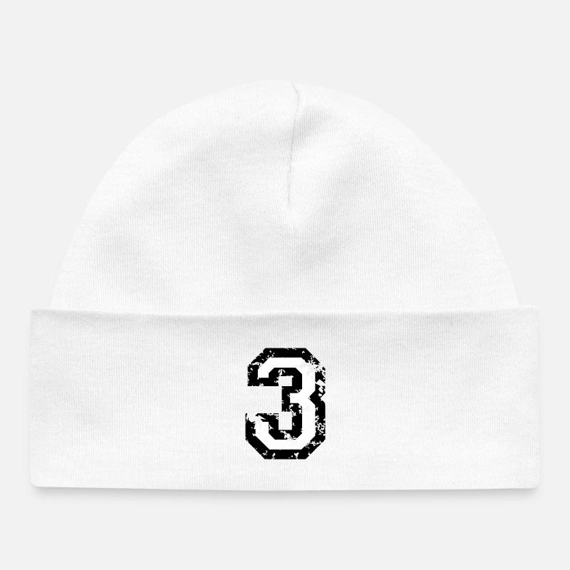 Le numéro trois - No. 3 (deux couleurs) blanc - Bonnet bébé bio - blanc
